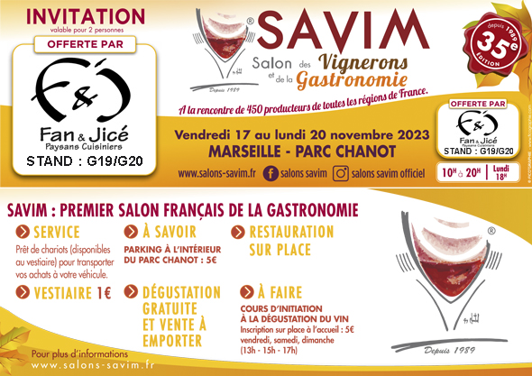 Invitation de Fan & Jicé au salon Savim, Parc Chanot, Marseille
